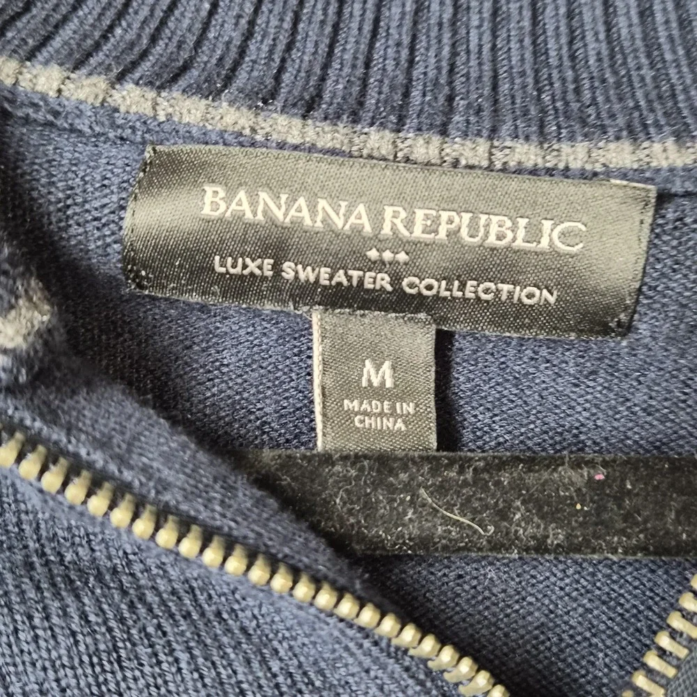 BANANA REPUBLIC Gray Heather Blue Cotton Baseball Sweater‎ Jacket Size M